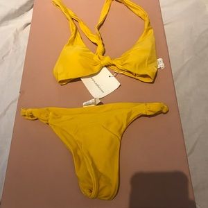 Yellow small thong bikini